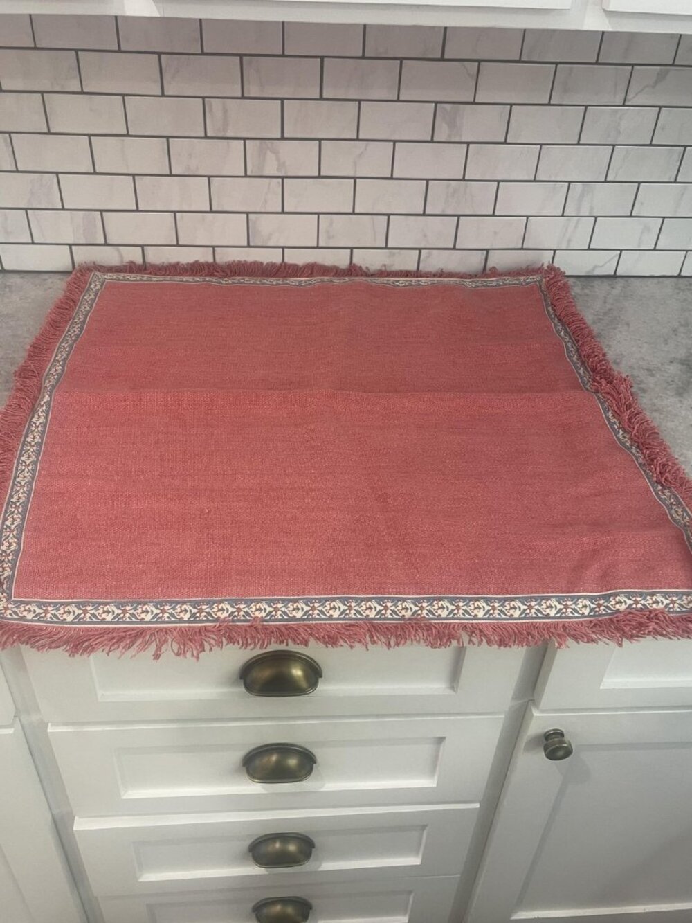 Ralph Lauren Home Pillow Sham Linen Euro Cover Square Red Fringe Button 29x29